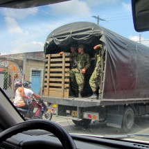 Military on the street between Buga and Armenia